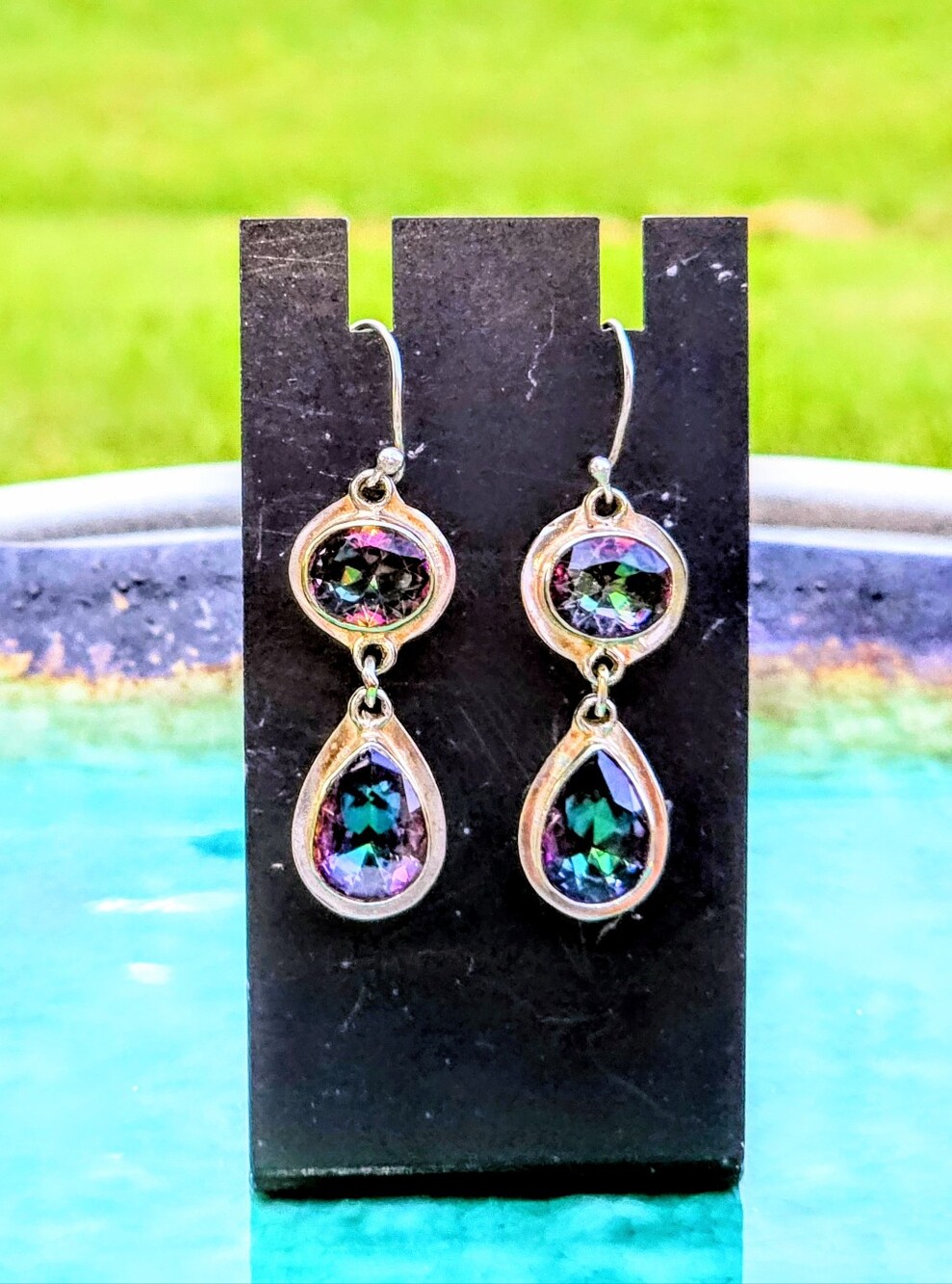 Mystic Topaz Gemstone Earrings In 925 Sterling Silver (2")